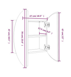 Armoire de salle de bain miroir rond et LED Blanc 47x47x17,5 cm