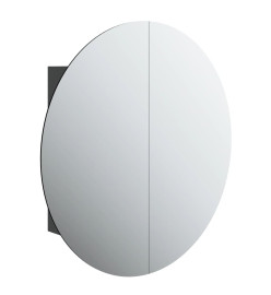 Armoire de salle de bain miroir rond et LED Noir 54x54x17,5 cm