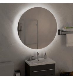 Armoire de salle de bain miroir rond et LED Noir 54x54x17,5 cm