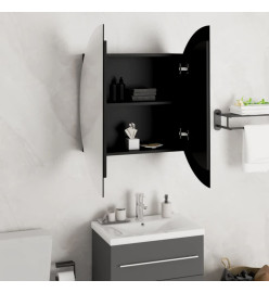 Armoire de salle de bain miroir rond et LED Noir 54x54x17,5 cm