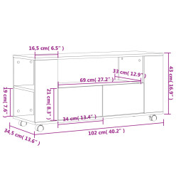 Meubles TV chêne sonoma 102x34,5x43 cm bois d'ingénierie