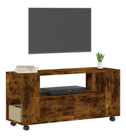 Meuble TV chêne fumé 102x34,5x43 cm bois d'ingénierie