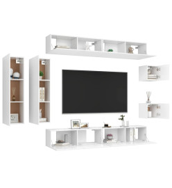 Ensemble de meubles TV 8 pcs Blanc Aggloméré