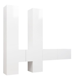 Ensemble de meuble TV 6 pcs Blanc brillant Aggloméré