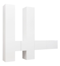 Ensemble de meuble TV 6 pcs Blanc Aggloméré