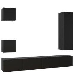 Ensemble de meuble TV 5 pcs Noir Aggloméré