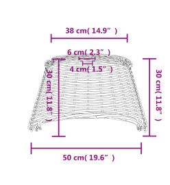 Abat-jour de plafonnier blanc Ø50x30 cm osier