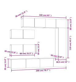 Ensemble de meubles TV 7 pcs Blanc brillant Bois d'ingénierie