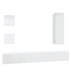 Ensemble de meubles TV 5 pcs Blanc brillant Bois d'ingénierie