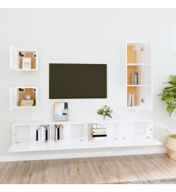 Ensemble de meubles TV 5 pcs Blanc brillant Bois d'ingénierie