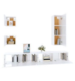 Ensemble de meubles TV 5 pcs Blanc brillant Bois d'ingénierie