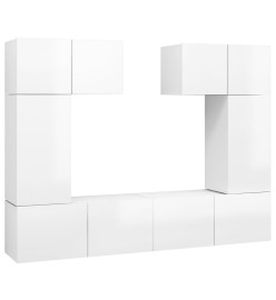 Ensemble de meuble TV 6 pcs Blanc brillant Aggloméré