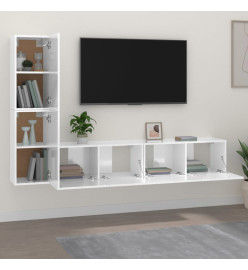 Ensemble de meubles TV 4 pcs Blanc brillant Bois d'ingénierie