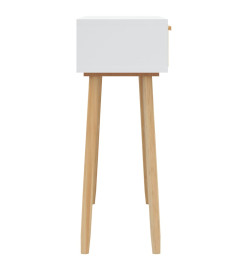 Table console Blanc 80x30x75 cm Bois massif pin /rotin naturel