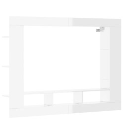 Meuble TV blanc brillant 152x22x113 cm bois d'ingénierie