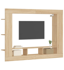 Meuble TV chêne sonoma 152x22x113 cm bois d'ingénierie