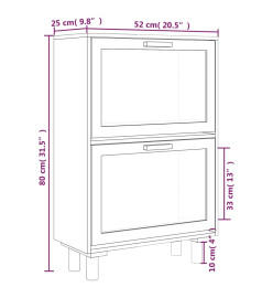 Armoire à chaussures Marron 52x25x80 cm Bois d'ingénierie/rotin