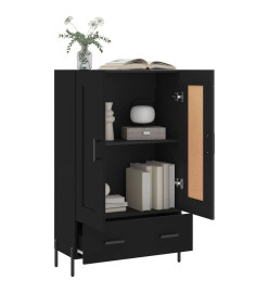 Buffet haut noir 69,5x31x115 cm bois d'ingénierie