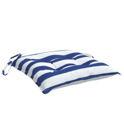 Coussins de chaise 6 pcs rayures bleues et blanches 40x40x7 cm