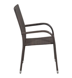 Chaises empilables d'extérieur 2 pcs Résine tressée Marron