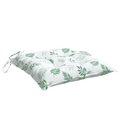 Coussins de chaise 6 pcs à motif de feuilles 40x40x7 cm tissu