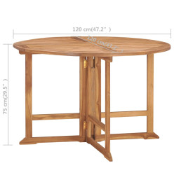 Mobilier à dîner d'extérieur pliable 5 pcs Bois solide de teck