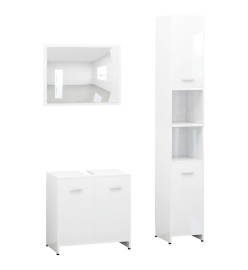 Ensemble de meubles de salle de bain 3 pcs Blanc Aggloméré