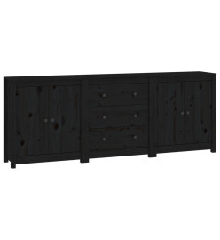 Buffet Noir 210x35x80 cm Bois massif de pin