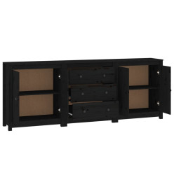 Buffet Noir 210x35x80 cm Bois massif de pin