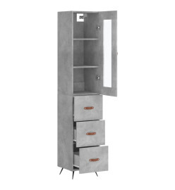 Buffet haut Gris béton 34,5x34x180 cm Bois d'ingénierie