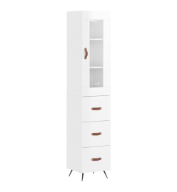 Buffet haut Blanc brillant 34,5x34x180 cm Bois d'ingénierie