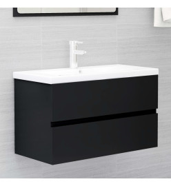 Armoire d'évier avec lavabo intégré Noir Aggloméré