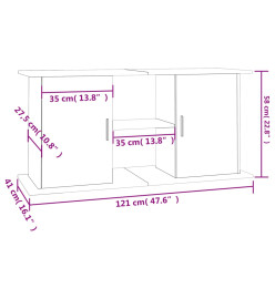 Support pour aquarium sonoma gris 121x41x58cm bois d'ingénierie