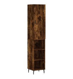 Buffet haut Chêne fumé 34,5x34x180 cm Bois d'ingénierie