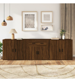 Buffets 3 pcs Chêne marron Bois d'ingénierie
