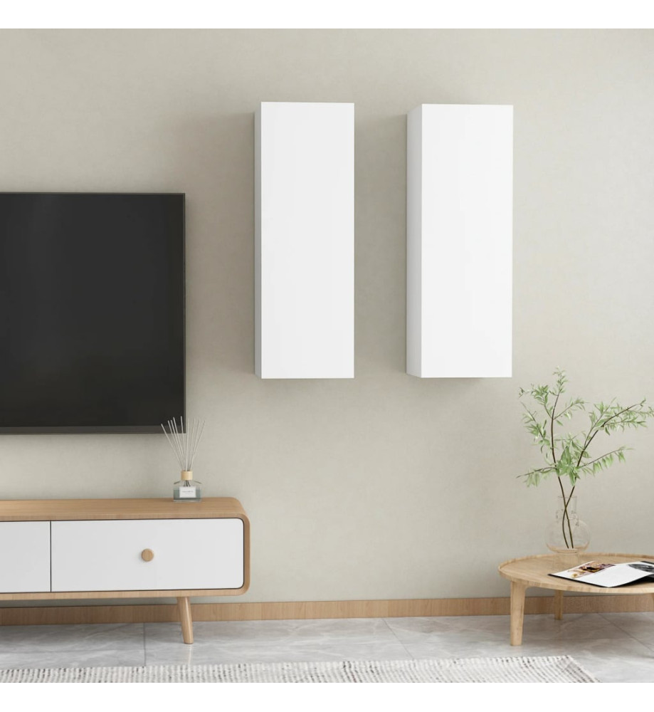 Meubles TV 2 pcs Blanc 30,5x30x90 cm Aggloméré