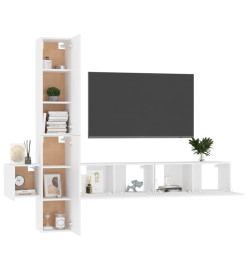 Ensemble de meubles TV 5 pcs Blanc Aggloméré