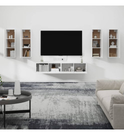 Ensemble de meubles TV 6 pcs Blanc Bois d'ingénierie