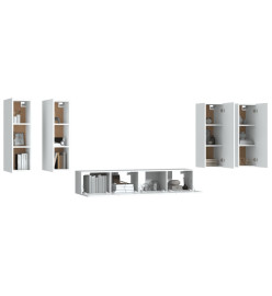 Ensemble de meubles TV 6 pcs Blanc Bois d'ingénierie