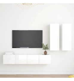 Ensemble de meubles TV 4 pcs Blanc brillant Aggloméré