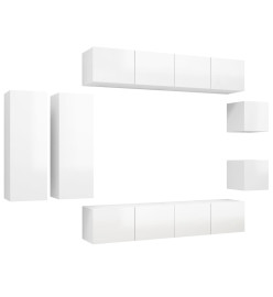 Ensemble de meuble TV 8 pcs Blanc brillant Aggloméré