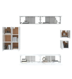 Ensemble de meubles TV 8 pcs Blanc brillant Bois d'ingénierie