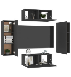 Ensemble de meubles TV 4 pcs Noir Aggloméré