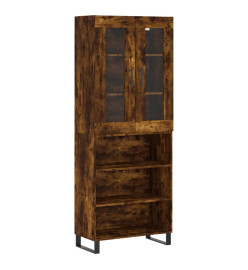 Buffet haut Chêne fumé 69,5x34x180 cm Bois d'ingénierie