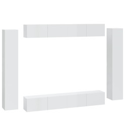 Ensemble de meubles TV 8 pcs Blanc brillant Bois d'ingénierie