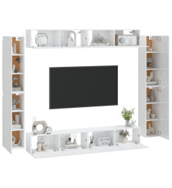 Ensemble de meubles TV 8 pcs Blanc brillant Bois d'ingénierie