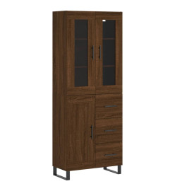 Buffet haut Chêne marron 69,5x34x180 cm Bois d'ingénierie