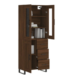 Buffet haut Chêne marron 69,5x34x180 cm Bois d'ingénierie