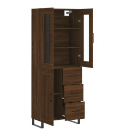 Buffet haut Chêne marron 69,5x34x180 cm Bois d'ingénierie