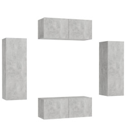 Ensemble de meubles TV 4 pcs Gris béton Aggloméré